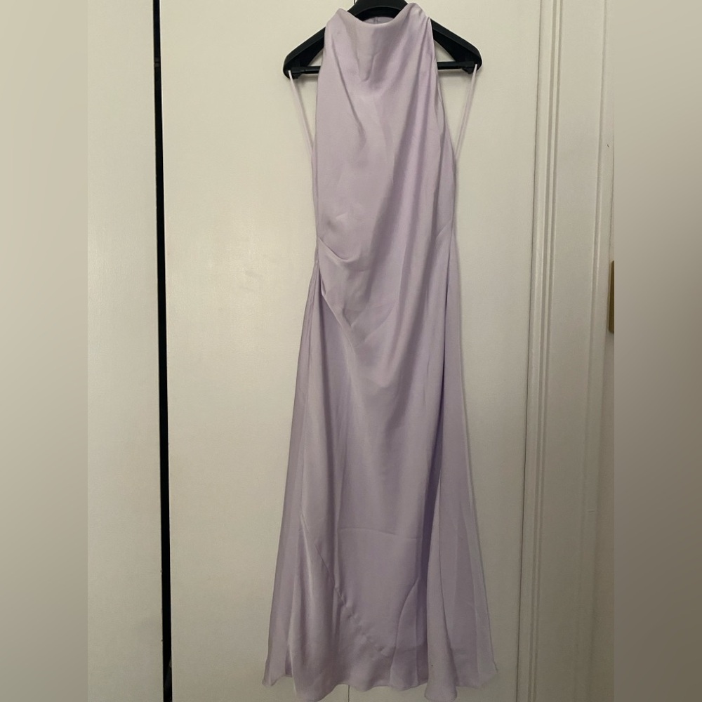 Aritzia Babaton Audience Satin Midi Dress Lilac Field Lavender